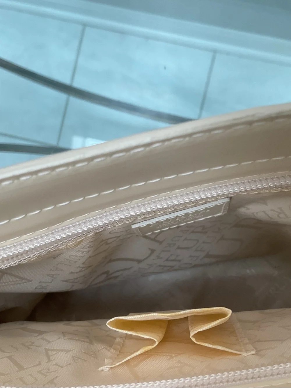 Furla Cream Leather Satchel with Top Handles